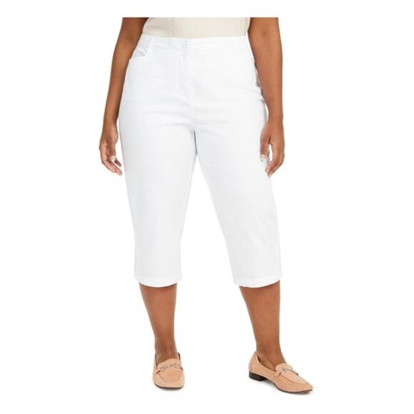 NEW Karen Scott Tummy Control Comfort Waist Capri Pants Belt Loops White 16P - Picture 4 of 4